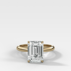 Tulip Basket Cathedral Engagement Ring with Emerald Cut Diamond