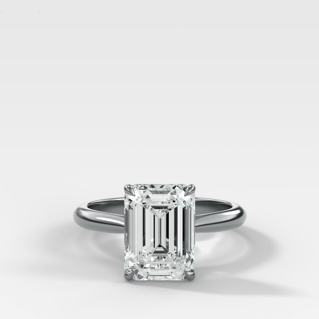 Tulip Basket Cathedral Engagement Ring with Emerald Cut Diamond