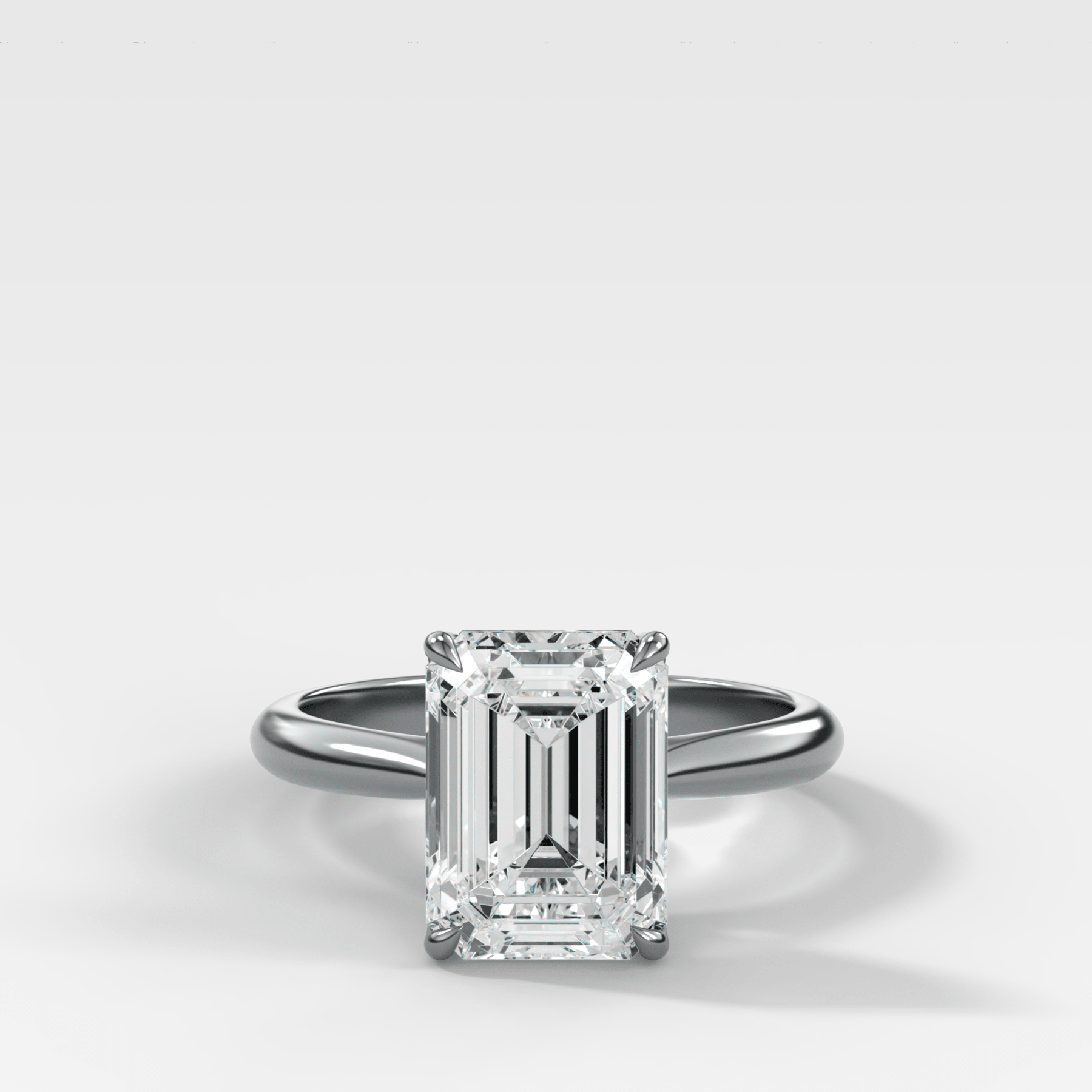 Tulip Basket Cathedral Engagement Ring with Emerald Cut Diamond