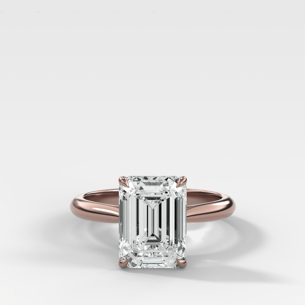 Tulip Basket Cathedral Engagement Ring with Emerald Cut Diamond
