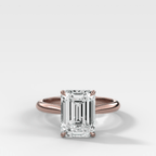 Tulip Basket Cathedral Engagement Ring with Emerald Cut Diamond