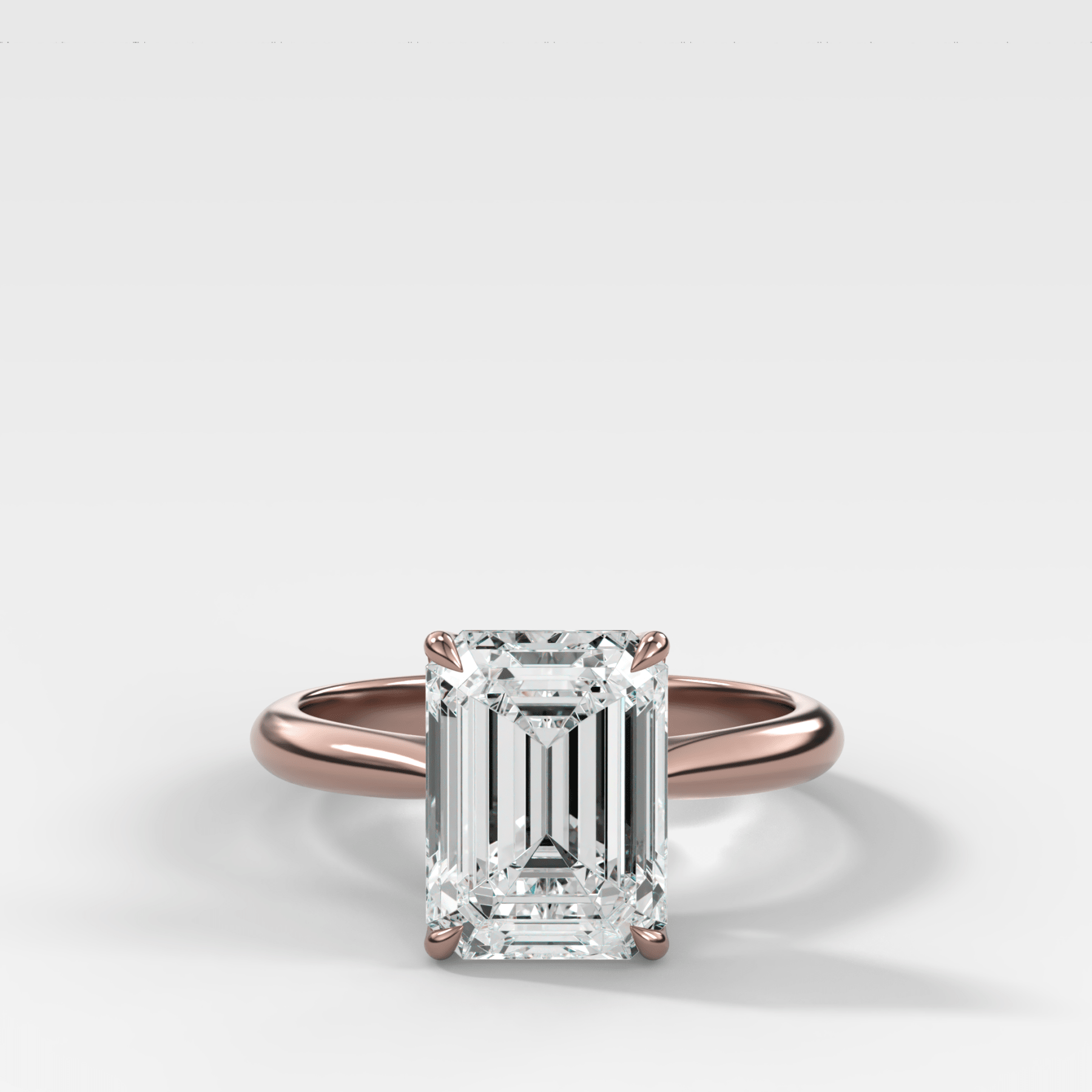Tulip Basket Cathedral Engagement Ring with Emerald Cut Diamond