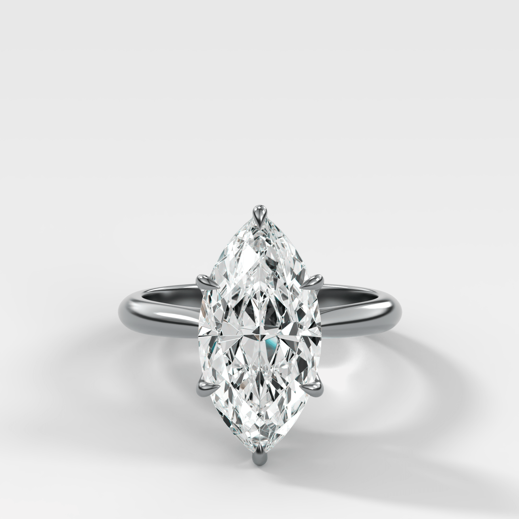 Tulip Basket Cathedral Engagement Ring with Marquise Cut Diamond