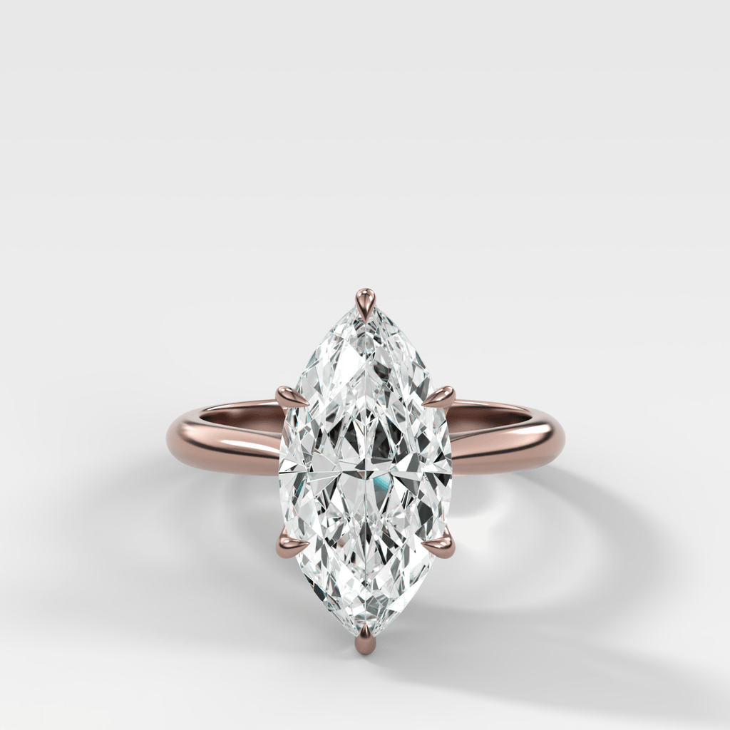 Tulip Basket Cathedral Engagement Ring with Marquise Cut Diamond