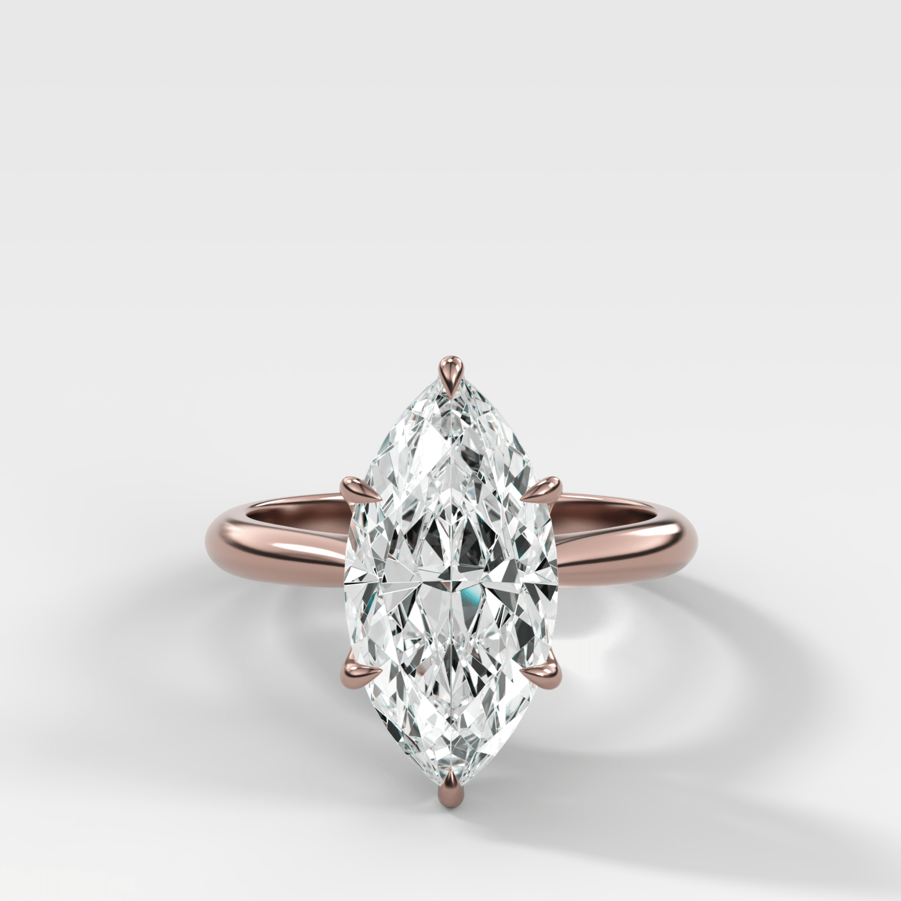 Tulip Basket Cathedral Engagement Ring with Marquise Cut Diamond