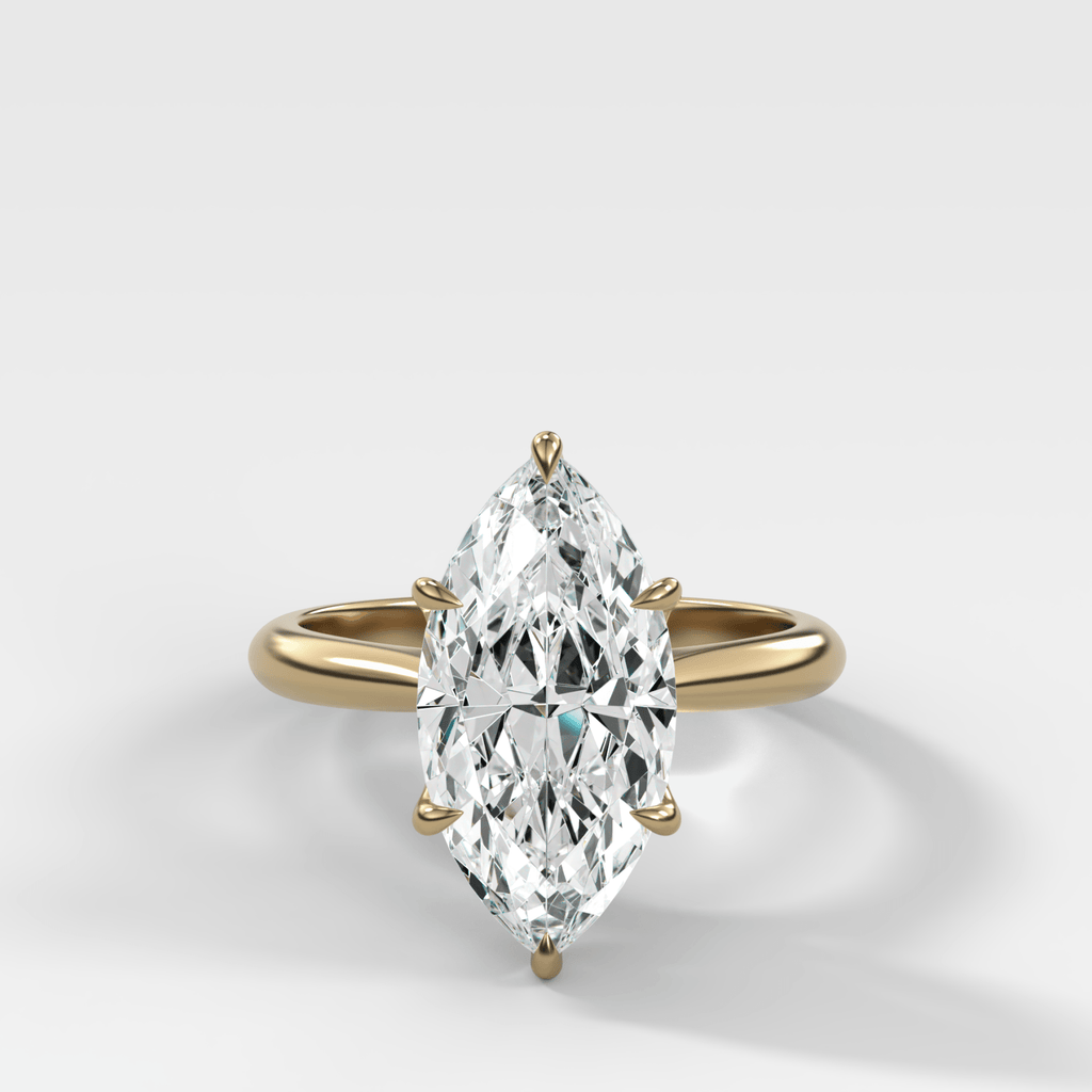 Tulip Basket Cathedral Engagement Ring with Marquise Cut Diamond
