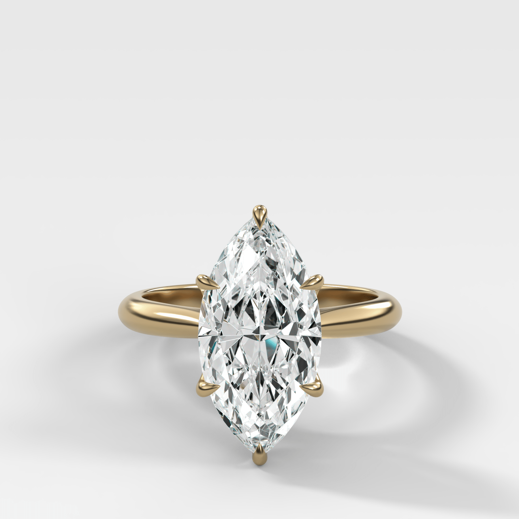 Tulip Basket Cathedral Engagement Ring with Marquise Cut Diamond