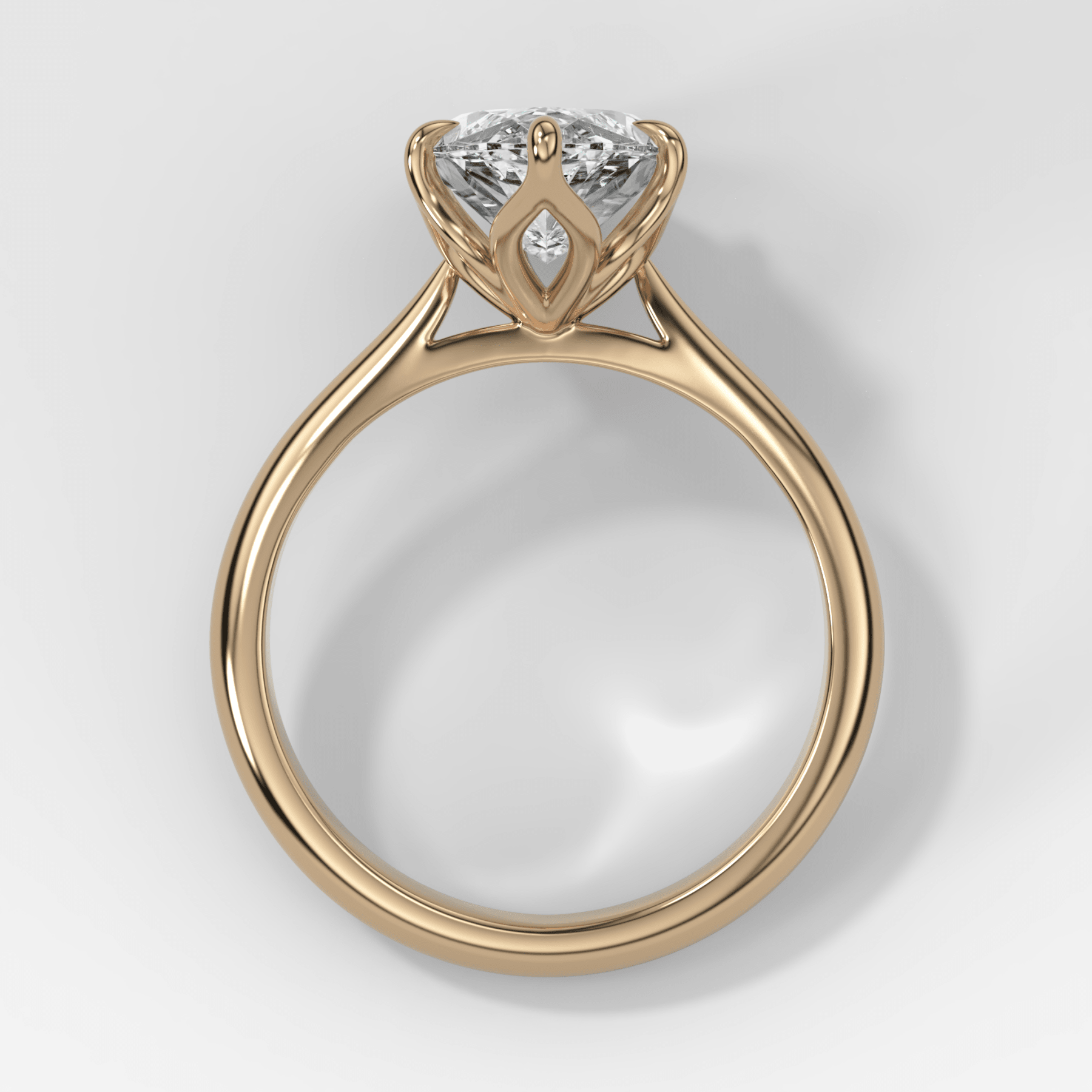 Tulip Basket Cathedral Engagement Ring with Marquise Cut Diamond