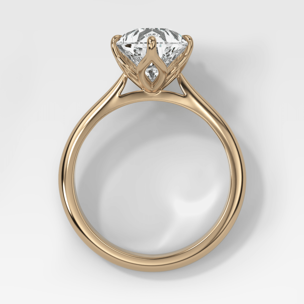 Tulip Basket Cathedral Engagement Ring with Pear Cut Diamond
