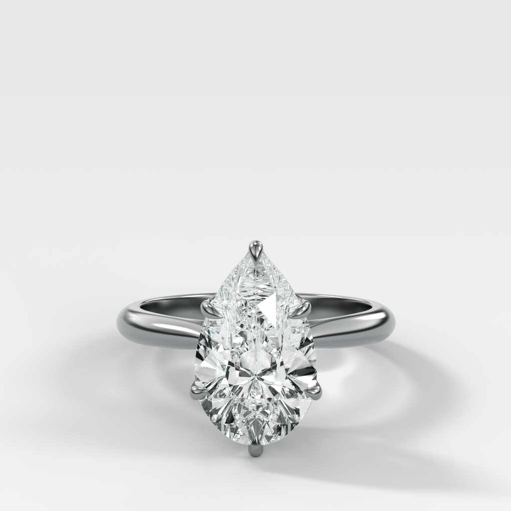 Tulip Basket Cathedral Engagement Ring with Pear Cut Diamond