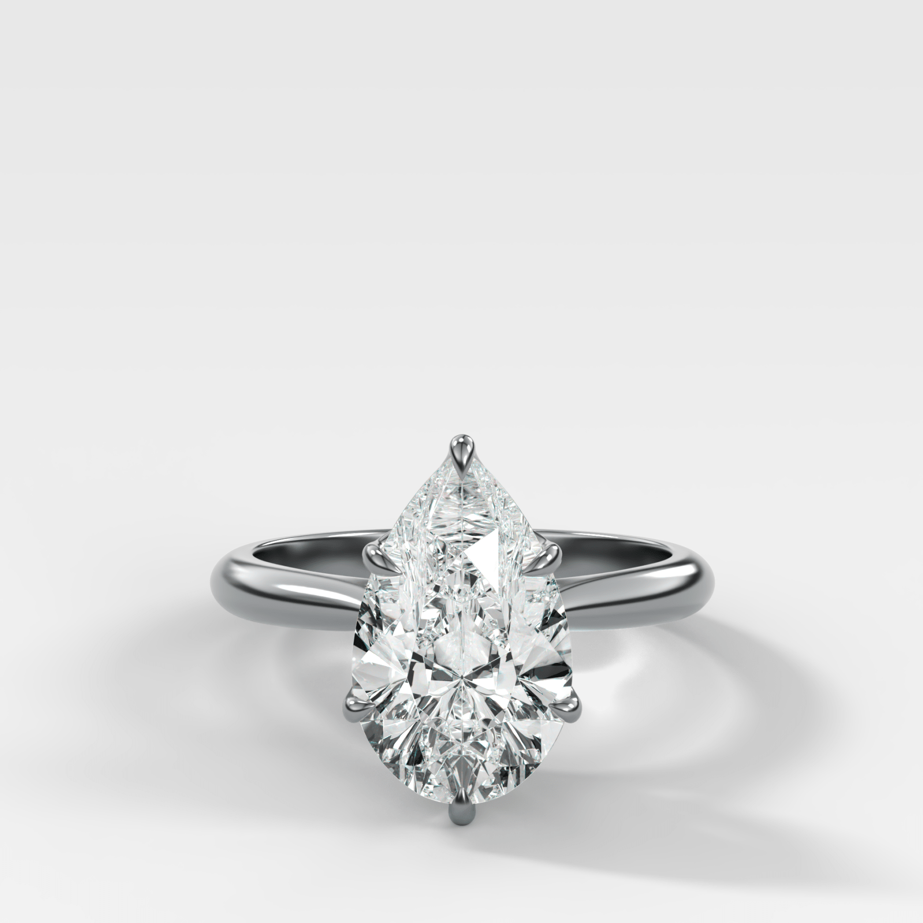 Tulip Basket Cathedral Engagement Ring with Pear Cut Diamond