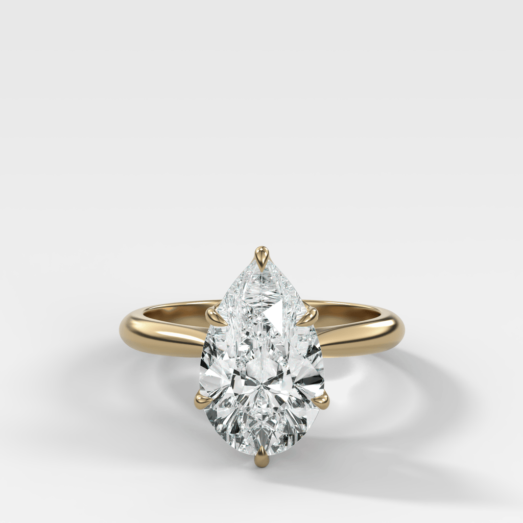 Tulip Basket Cathedral Engagement Ring with Pear Cut Diamond