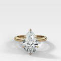 Tulip Basket Cathedral Engagement Ring with Pear Cut Diamond