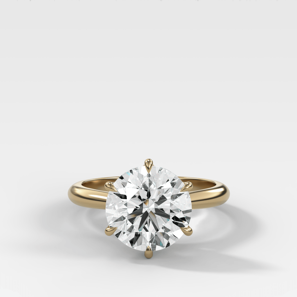 Tulip Basket Cathedral Engagement Ring with Round Cut Diamond