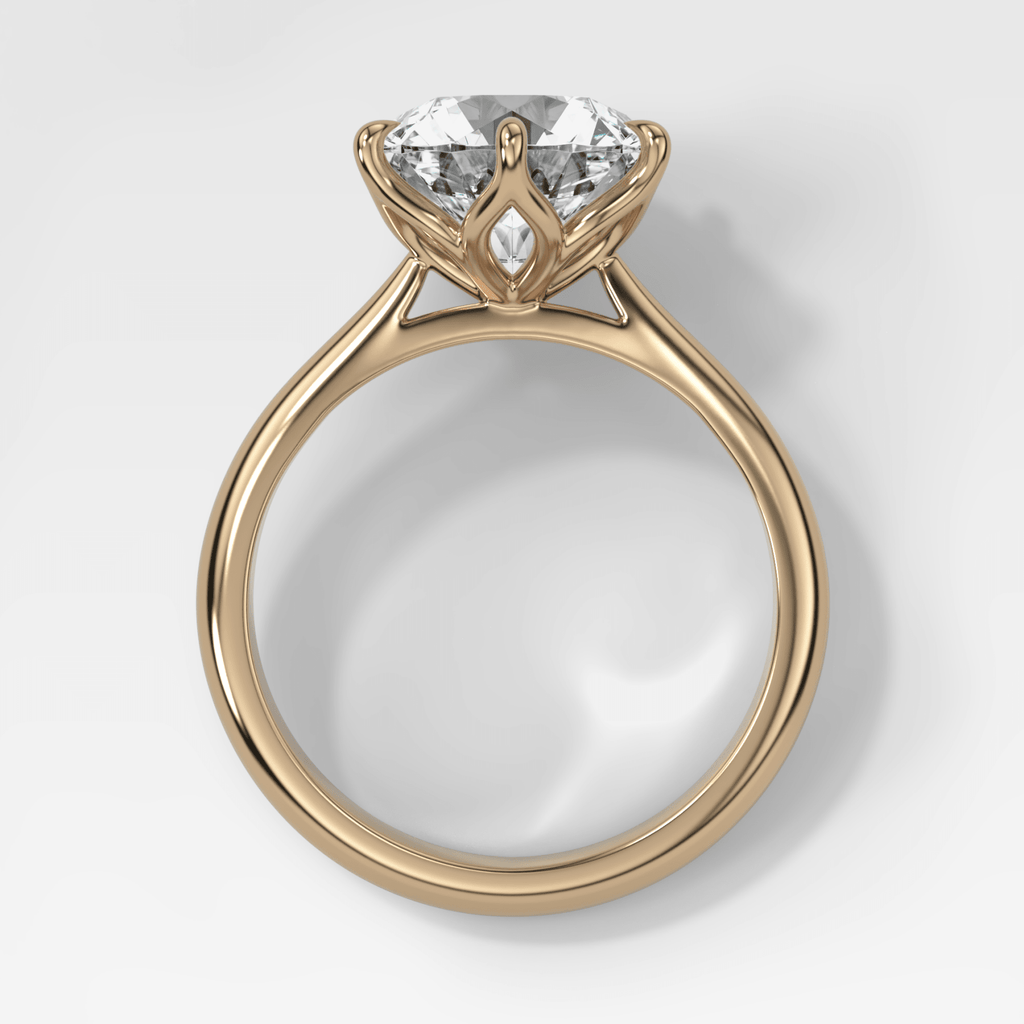 Tulip Basket Cathedral Engagement Ring with Round Cut Diamond