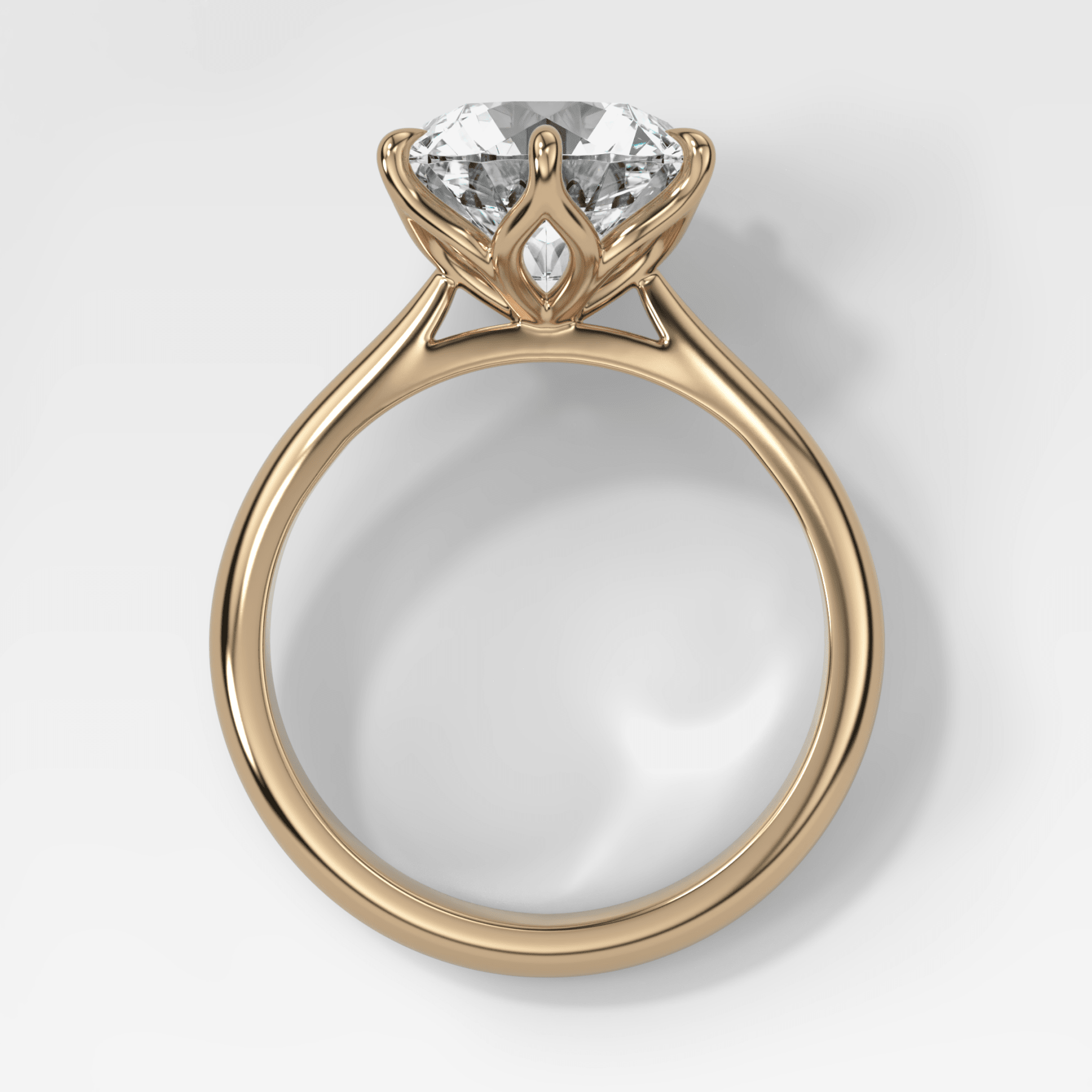 Tulip Basket Cathedral Engagement Ring with Round Cut Diamond