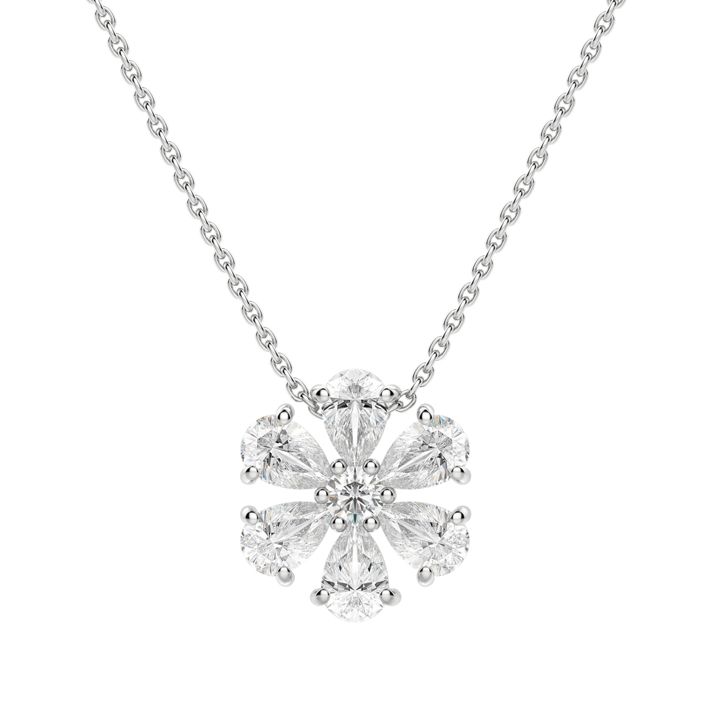 0.7 CT Pear and Round Cut Moissanite Petal Necklace