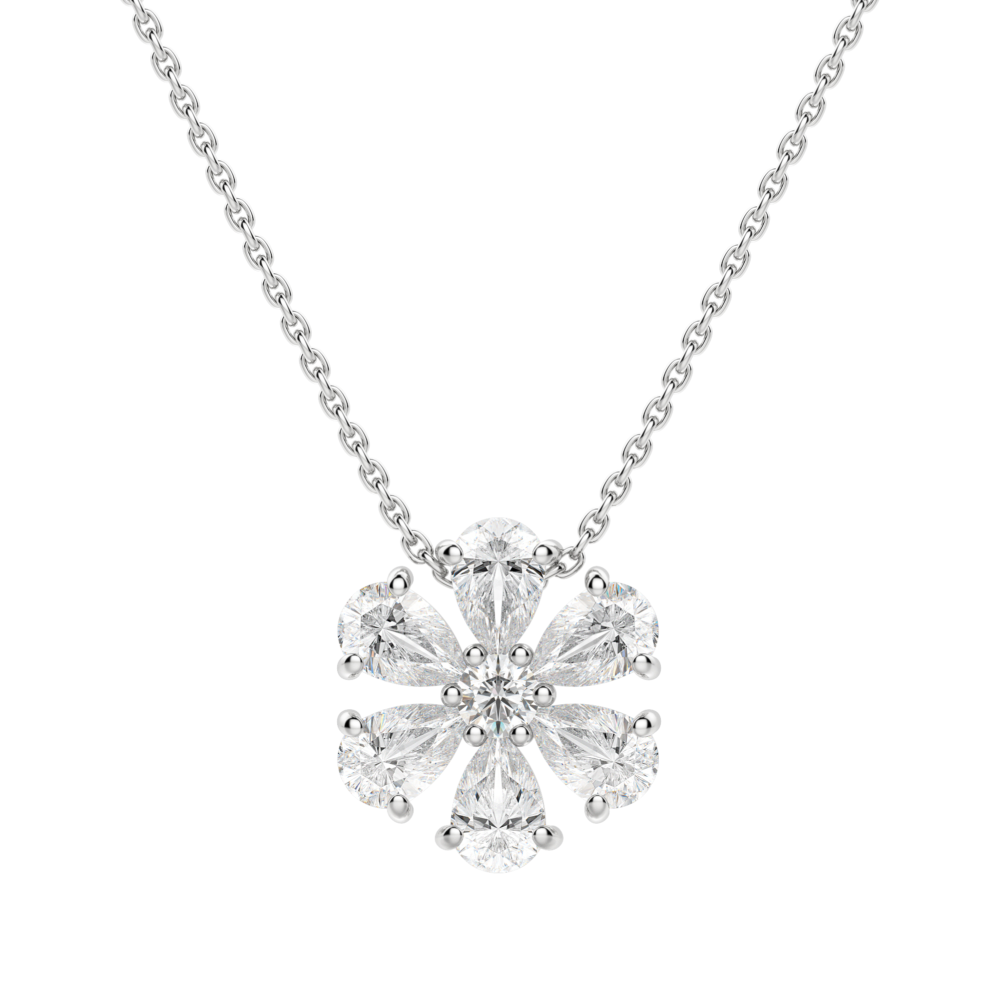0.7 CT Pear and Round Cut Moissanite Petal Necklace