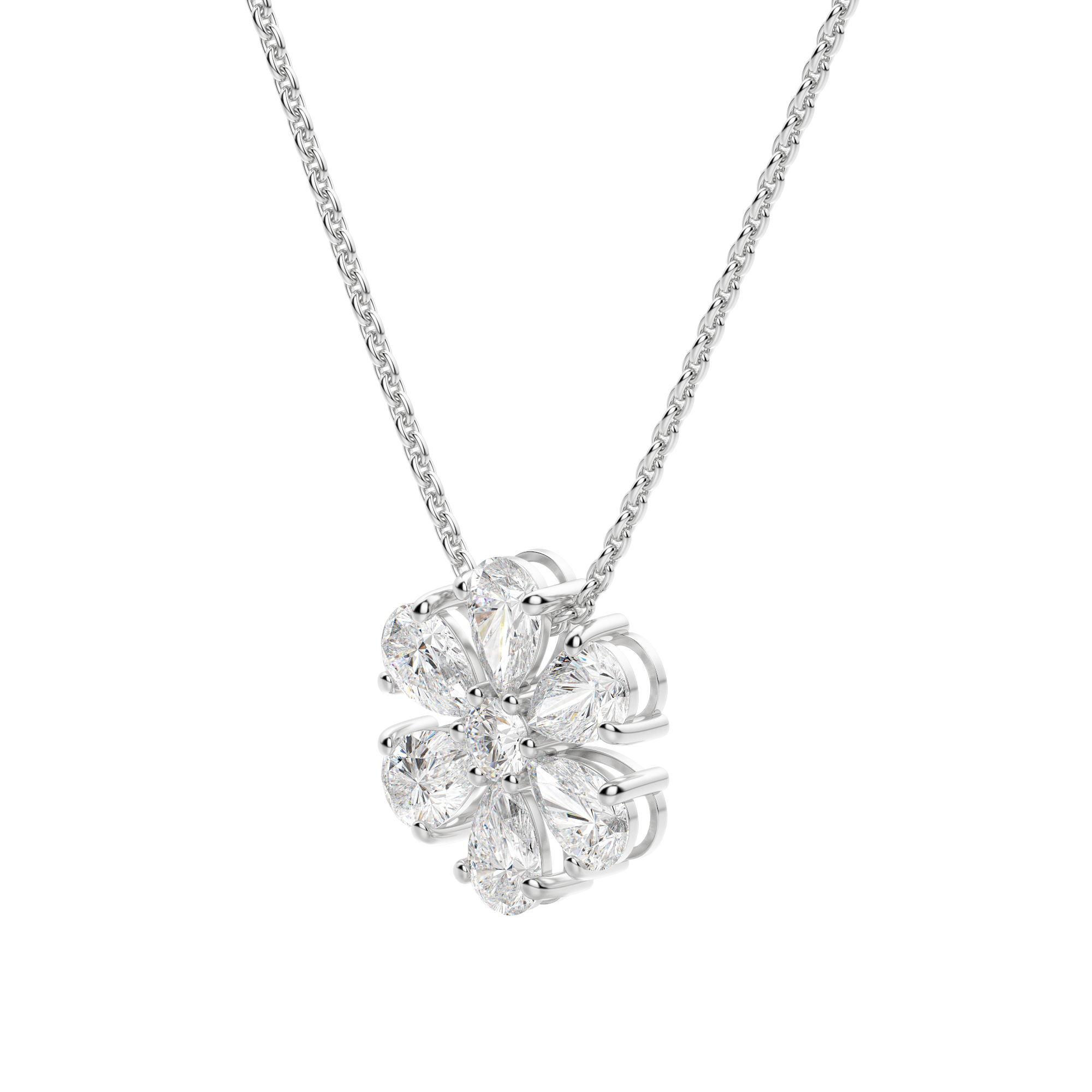 0.7 CT Pear and Round Cut Moissanite Petal Necklace