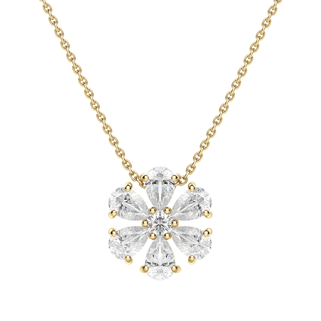 0.7 CT Pear and Round Cut Moissanite Petal Necklace