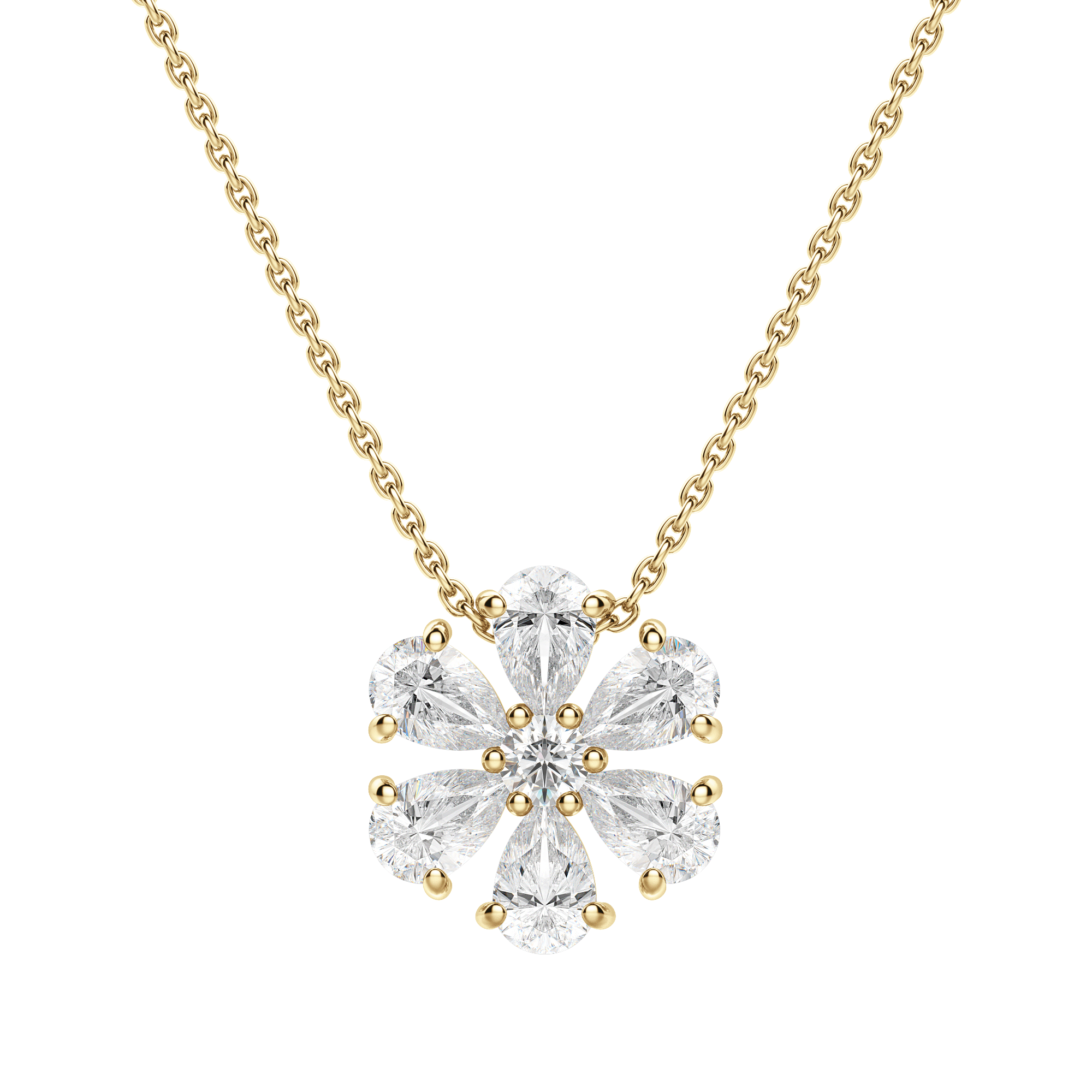 0.7 CT Pear and Round Cut Moissanite Petal Necklace