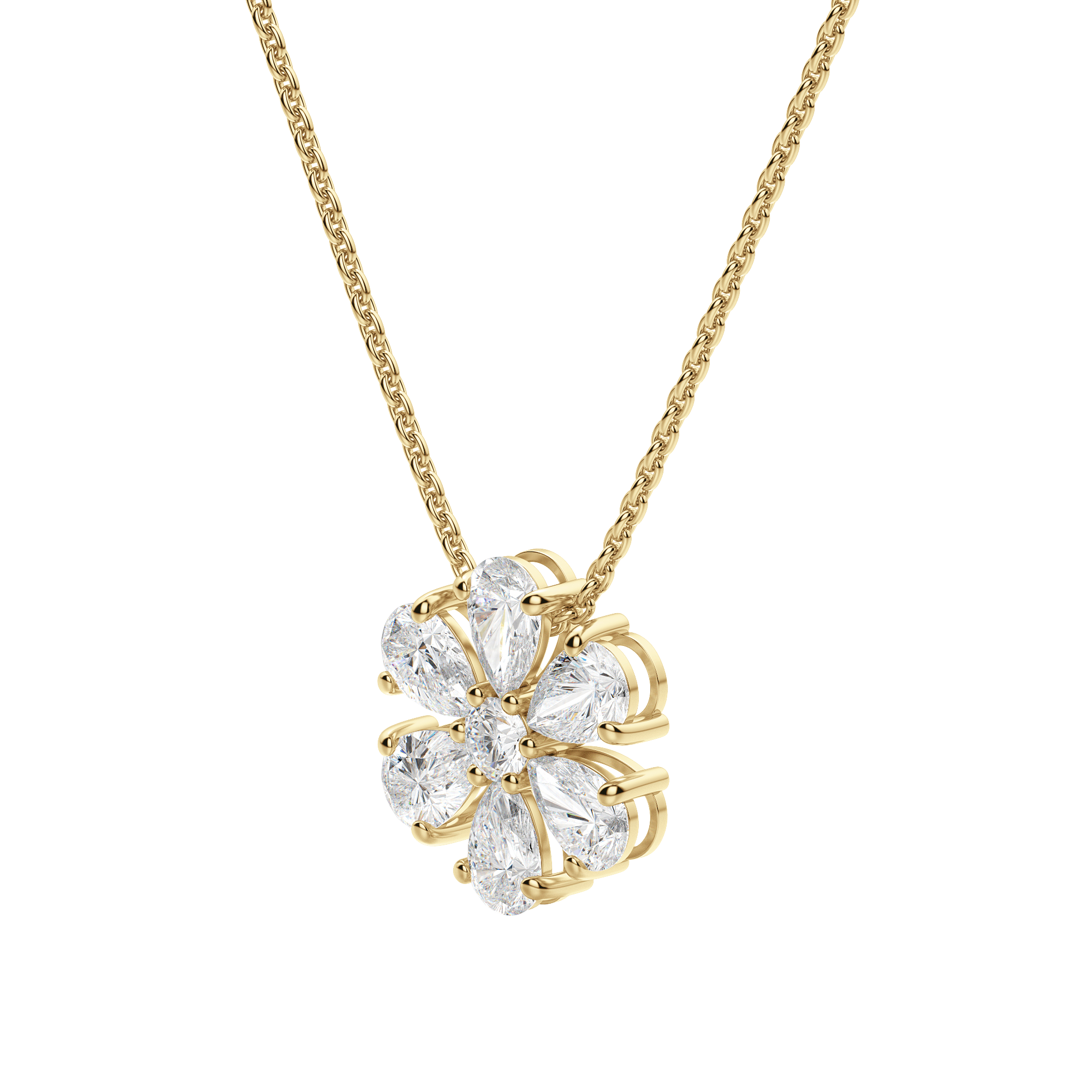 0.7 CT Pear and Round Cut Moissanite Petal Necklace
