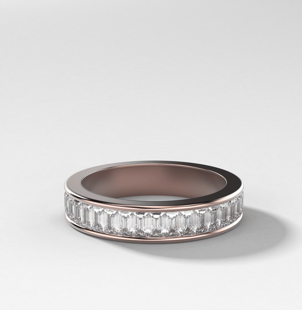 Petite Baguette Channel Set Halfway Wedding Band