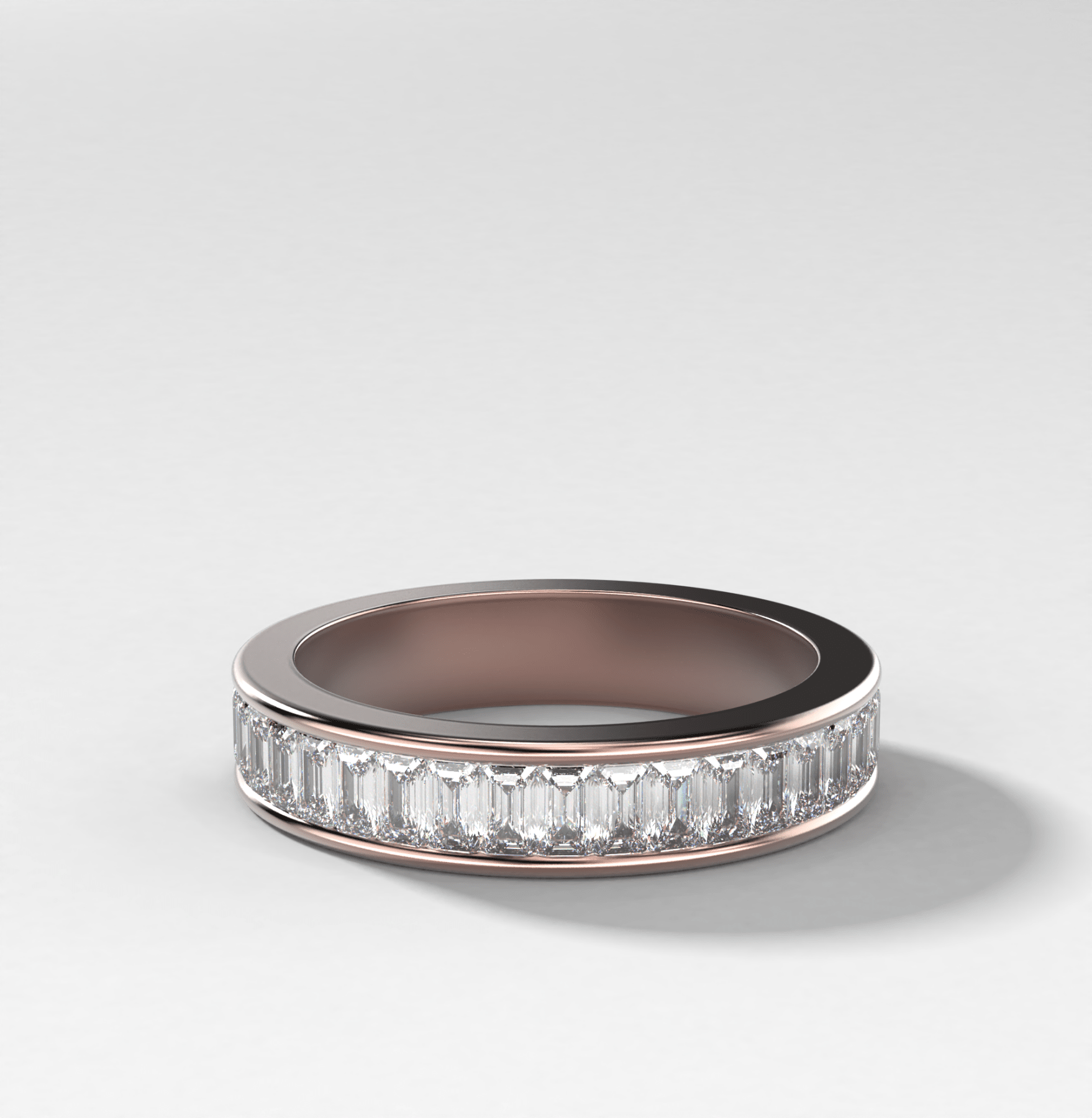 Petite Baguette Channel Set Halfway Wedding Band