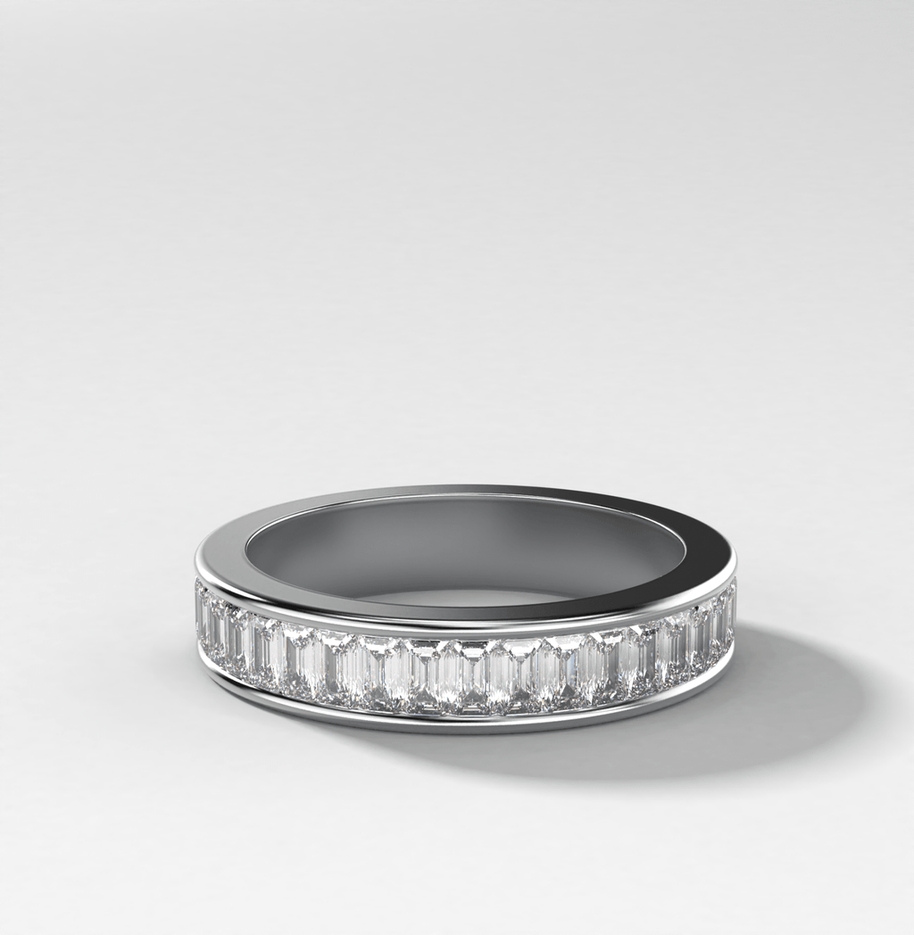 Petite Baguette Channel Set Halfway Wedding Band