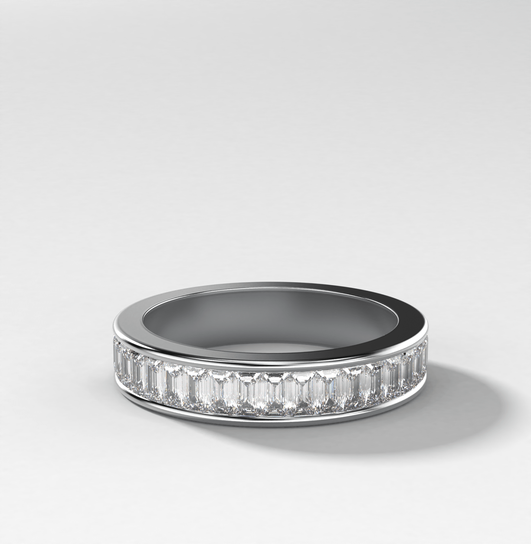 Petite Baguette Channel Set Halfway Wedding Band