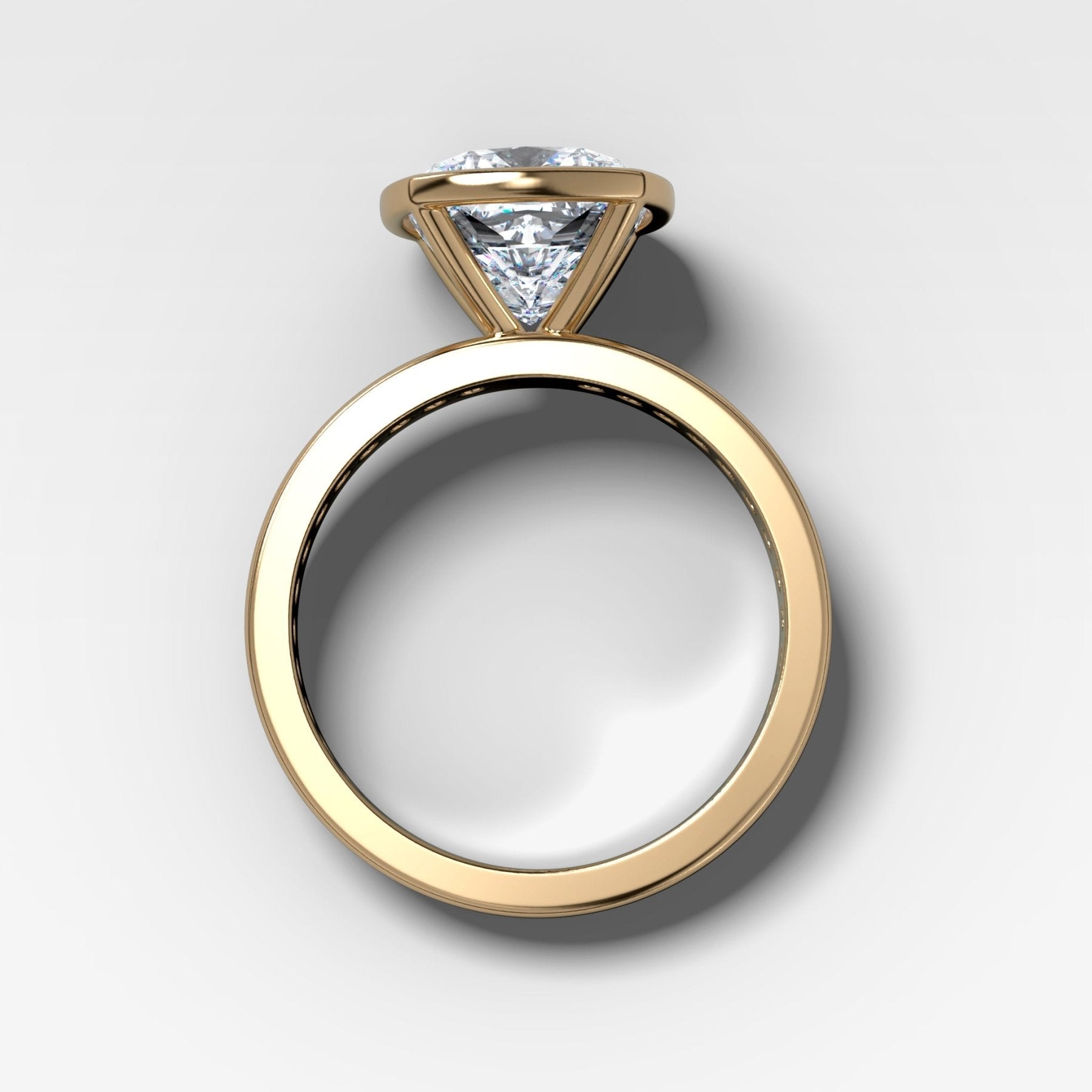 Petite Channel Bezel Set Engagement Ring with Cushion Cut Diamond