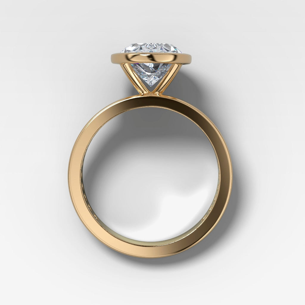 Petite Channel Bezel Set Engagement Ring with Oval Cut Diamond