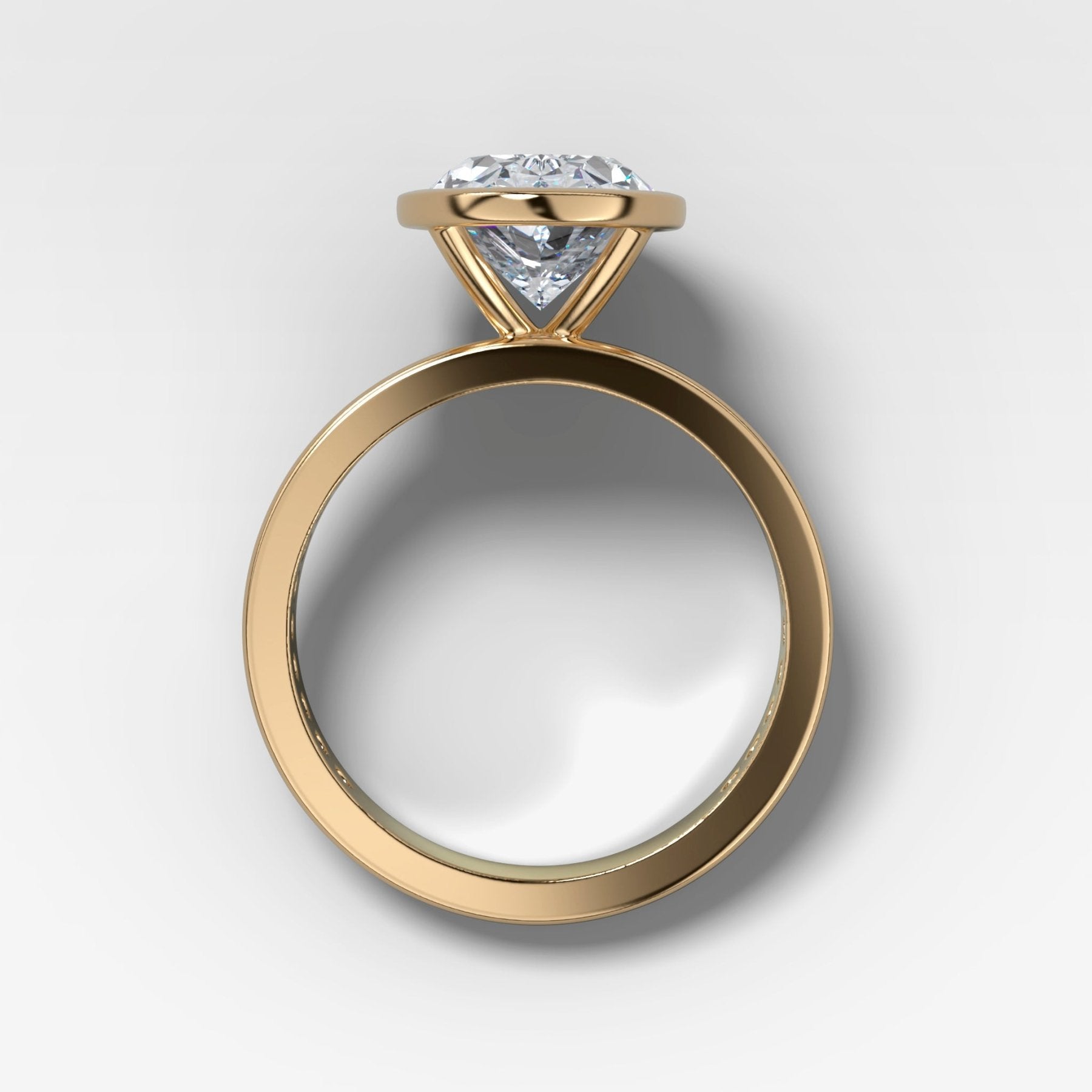 Petite Channel Bezel Set Engagement Ring with Oval Cut Diamond