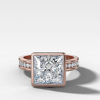 Petite Channel Bezel Set Engagement Ring with Princess Cut Diamond