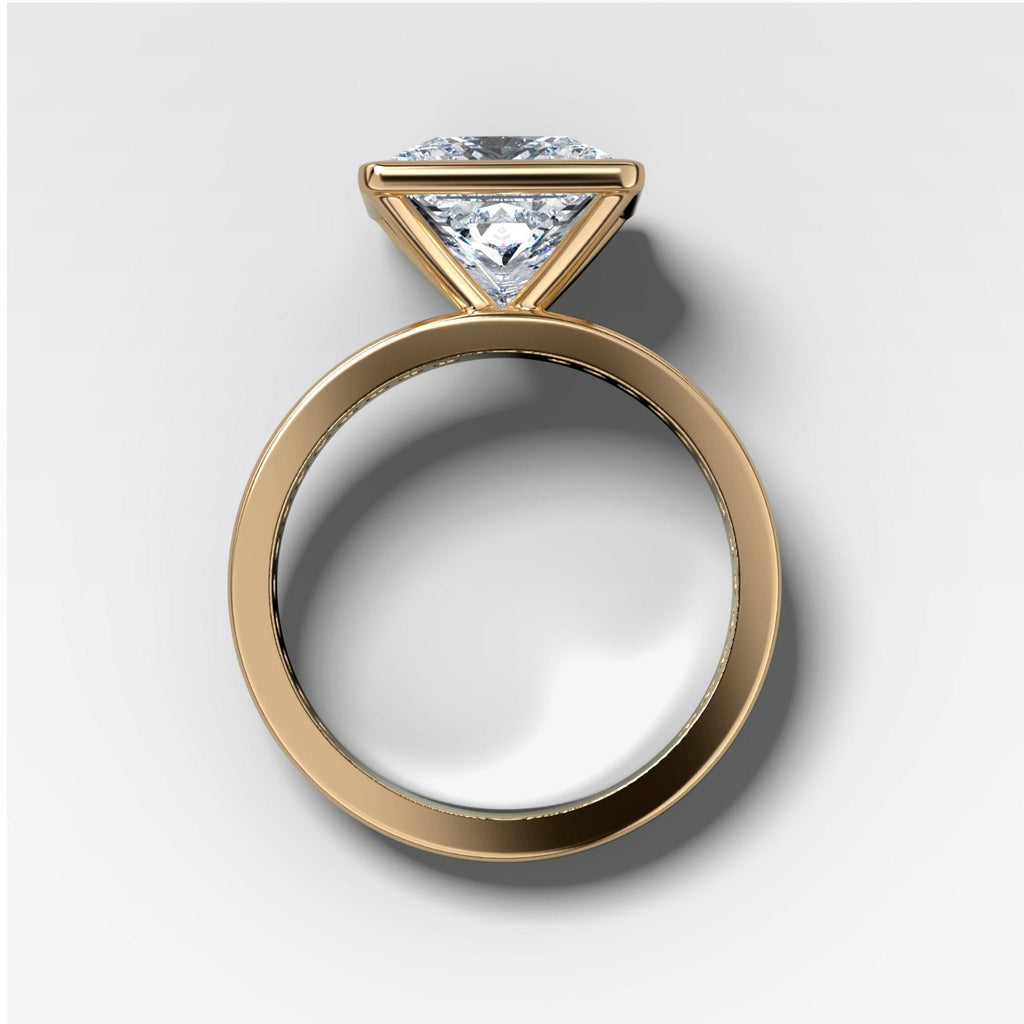 Petite Channel Bezel Set Engagement Ring with Princess Cut Diamond