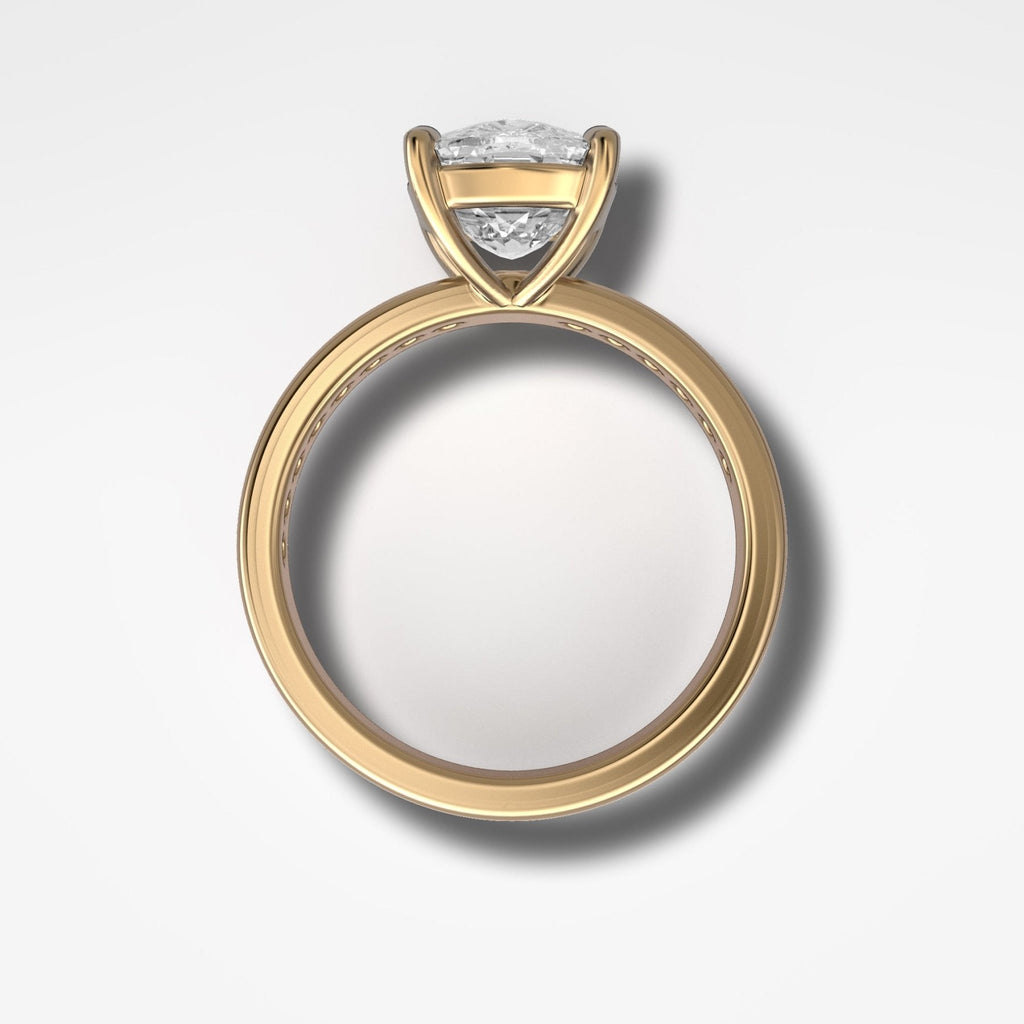 Petite Channel Set Engagement Ring with Elongated Cushion Cut Diamond
