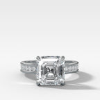 Petite Channel Set Engagement Ring with Asscher Cut Diamond