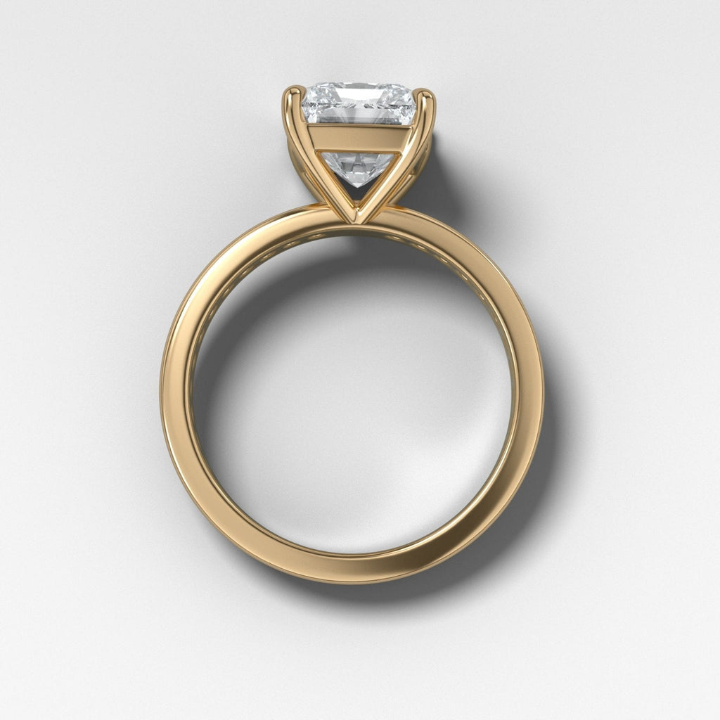 Petite Channel Set Engagement Ring with Elongated Radiant Cut Diamond