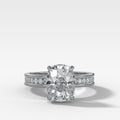 Petite Channel Set Engagement Ring with Lab Grown 3.06ct Elongated Cushion Cut Diamond