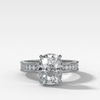 Petite Channel Set Engagement Ring with Lab Grown 3.06ct Elongated Cushion Cut Diamond