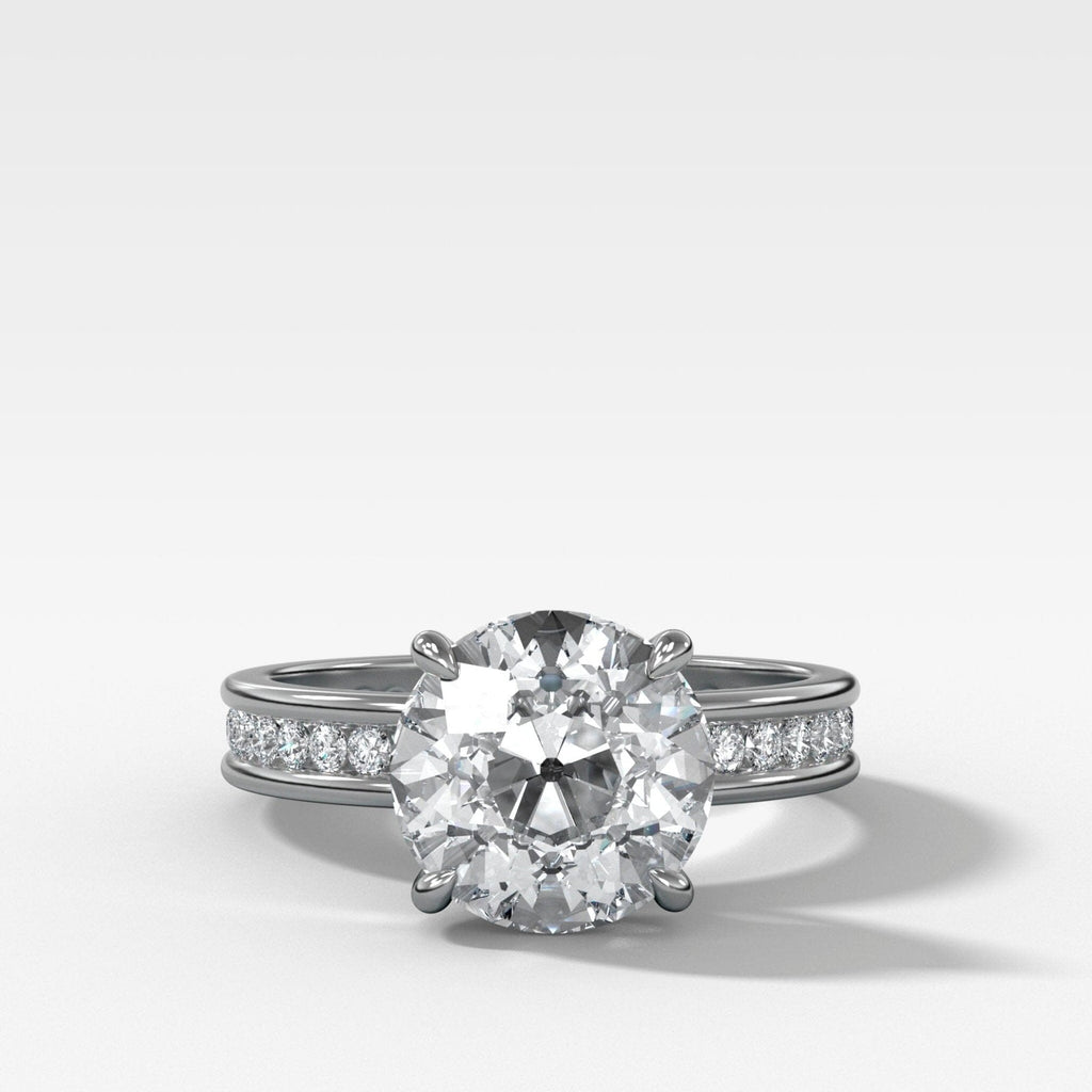 Petite Channel Set Engagement Ring with Old Euro Cut Diamond