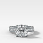 Petite Channel Set Engagement Ring with Old Mine Cut Diamond
