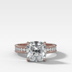 Petite Channel Set Engagement Ring with Old Mine Cut Diamond