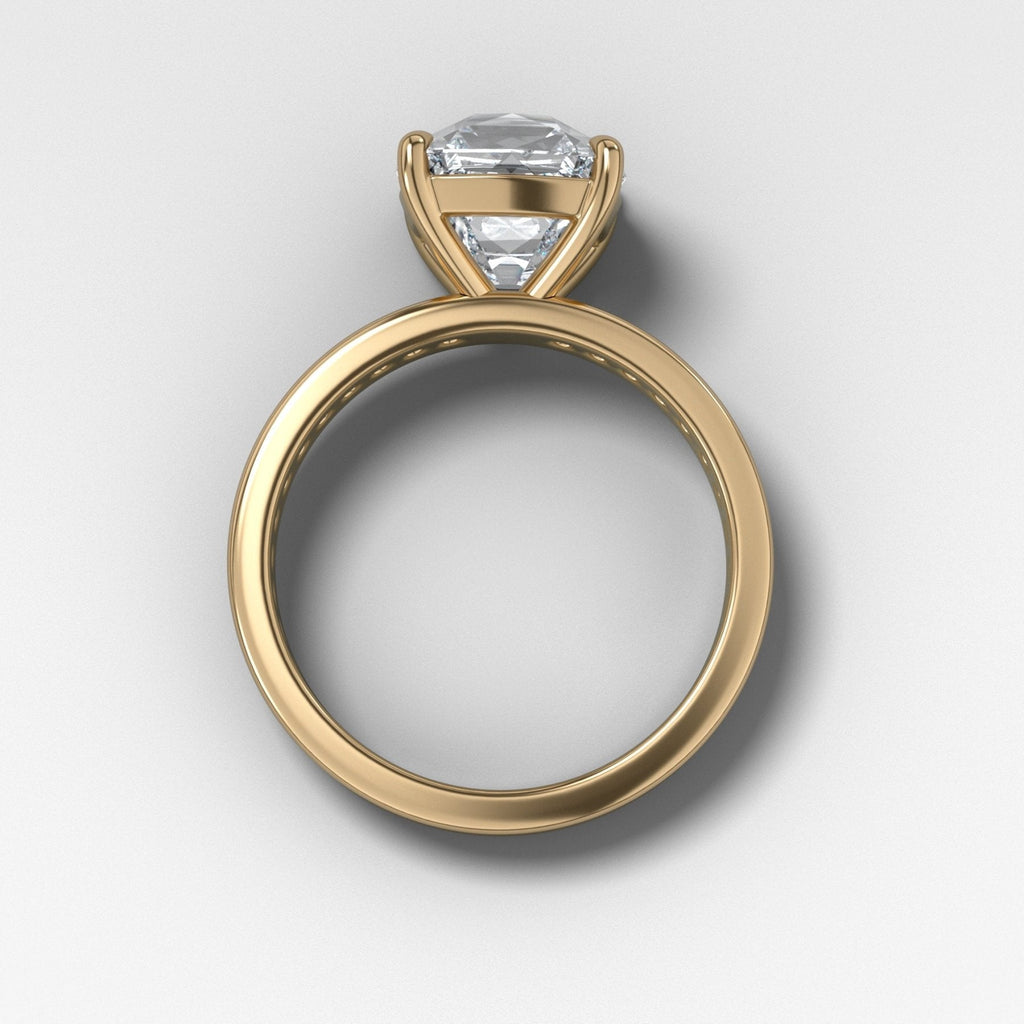 Petite Channel Set Engagement Ring with Old Mine Cut Diamond