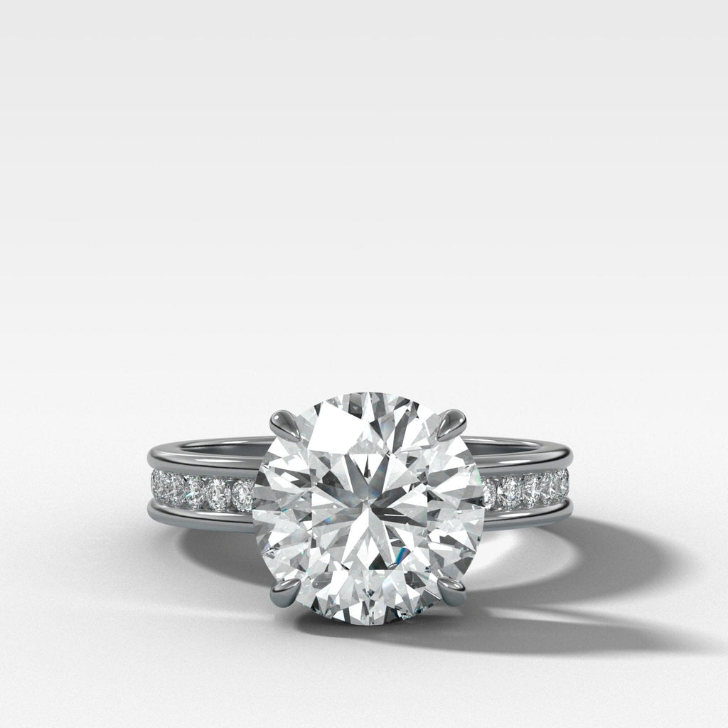 Petite Channel Set Engagement Ring with Round Cut Diamond