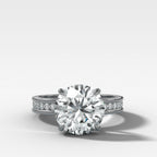 Petite Channel Set Engagement Ring with Round Cut Diamond