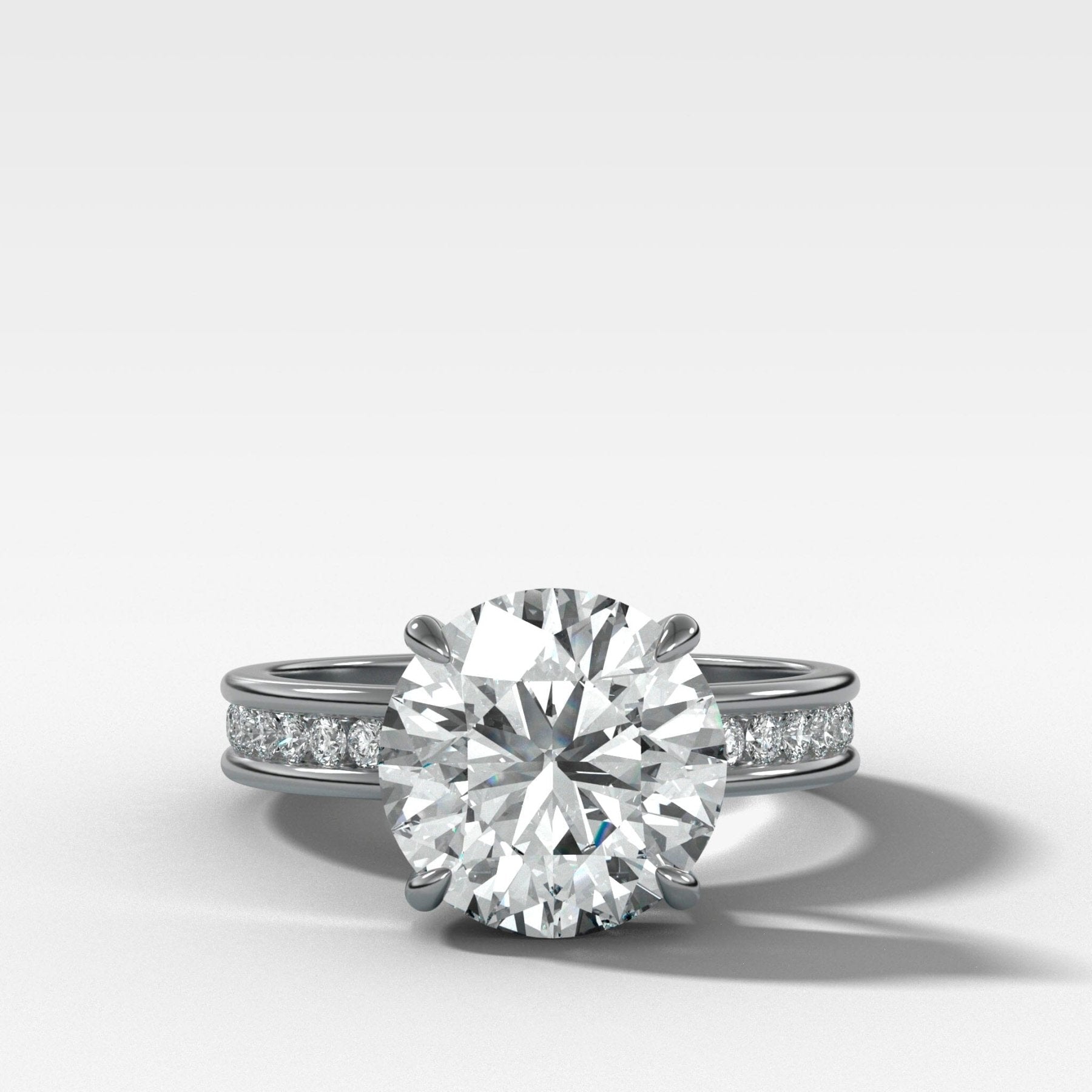 Petite Channel Set Engagement Ring with Round Cut Diamond