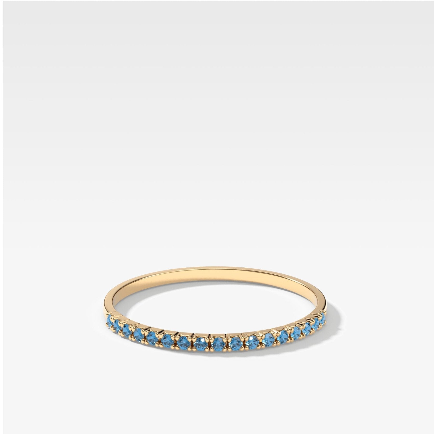Petite French Pavé Wedding Band With Aquamarine Main image