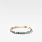 Petite French Pavé Wedding Band With Aquamarine