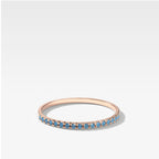 Petite French Pavé Wedding Band With Aquamarine